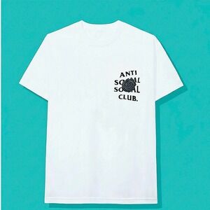 Authentic Anti Social Social Club Bat Emoji White Tee Men's Size L